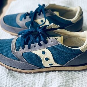 Saucony Jazz Navy and Yellow Canvas Sneakers